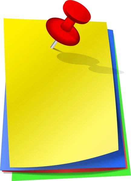 Notes collantes colorées avec épingle — Image vectorielle