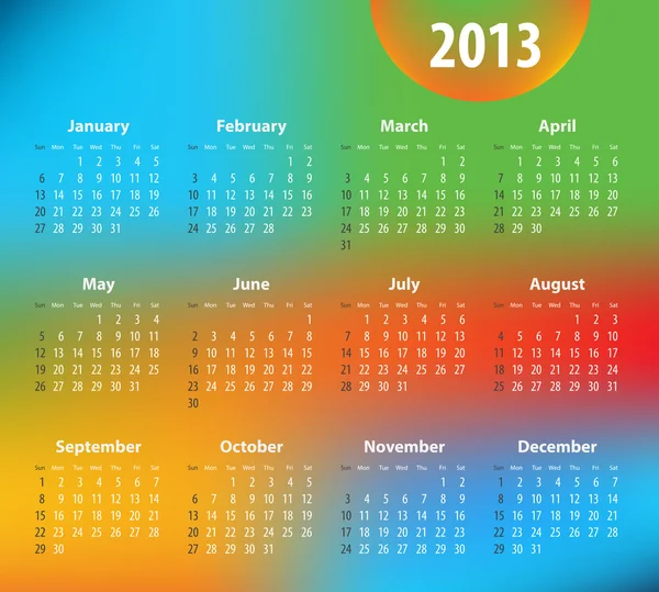 Kleurrijke kalender voor 2013 jaar — Stockvector