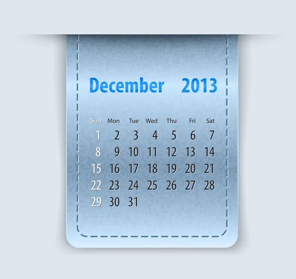 Calendario lucido per dicembre 2013 su texture in pelle — Vettoriale Stock