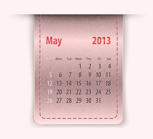 Calendario lucido per maggio 2013 su texture in pelle — Vettoriale Stock