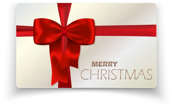 Frohe Weihnachten Karte mit roter Schleife und roter Schleife — Stockvektor