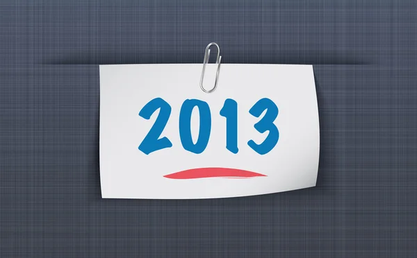 2013 on sticky note attached to the linen background — Stock Vector