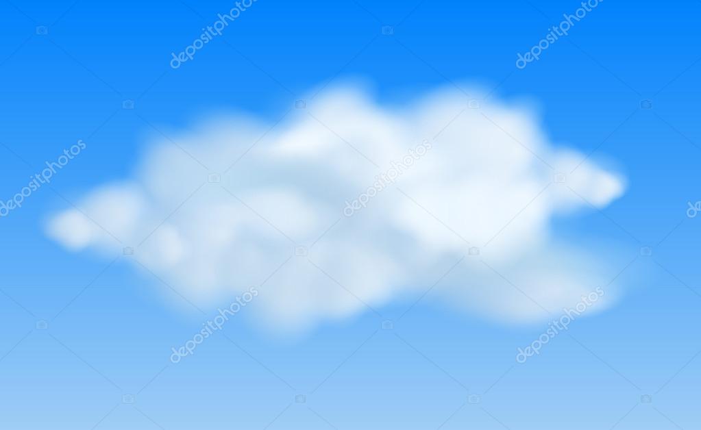 Realistic clouds in the blue sky. Vector Illustration