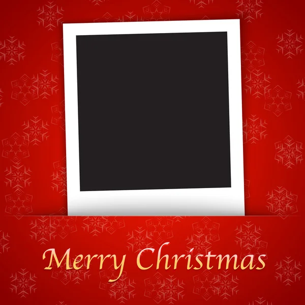 С рождественской открыткой шаблон с пустой рамкой на красной рамке — стоковый вектор