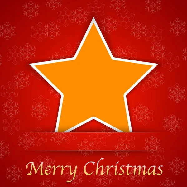 Merry Christmas gift card with a simple star placed on red backg — Stock Vector