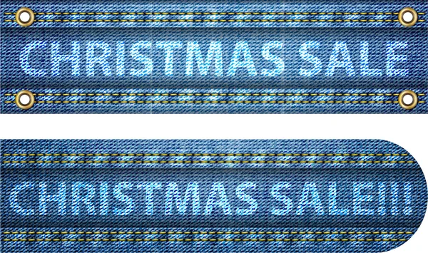 Weihnachtsverkauf Worte auf Blue Jeans Hintergrund — Stockvektor