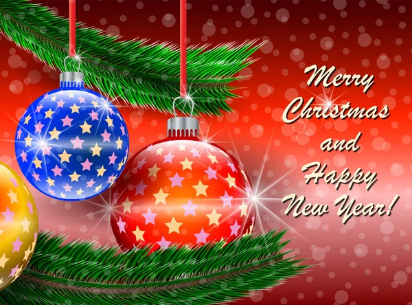 Veselé Vánoce a šťastný nový rok pozdravy karta — Stockový vektor