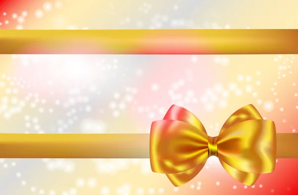 黄金の弓とリボンと抽象的な背景 — ストックベクタ