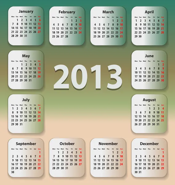 Calendar for 2013 on stickies — Wektor stockowy