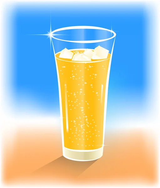 Glas Orangensaft mit Eis — Stockvektor