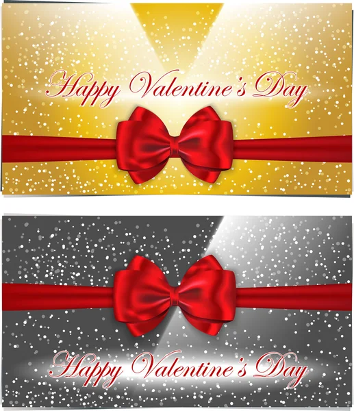 Tarjetas de San Valentín de oro y plata — Vector de stock