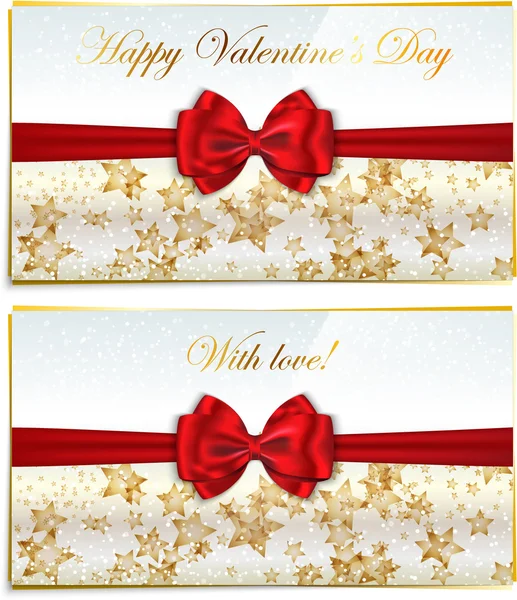 Dos tarjetas de felicitación de lujo felicitando el día de San Valentín — Vector de stock