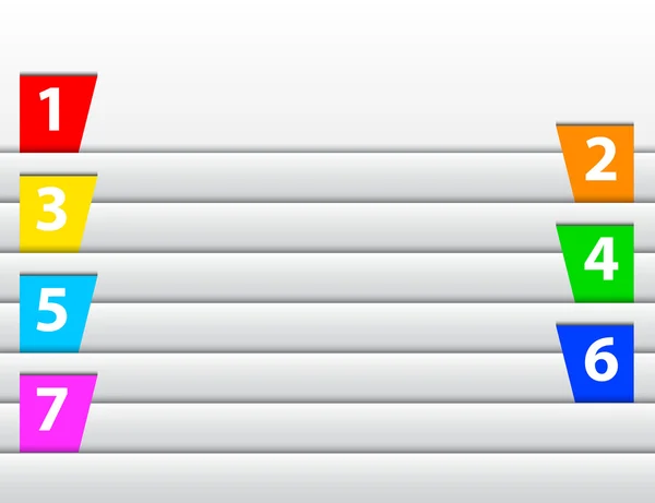 Etiquetas coloridas numeradas abstractas entre páginas — Archivo Imágenes Vectoriales