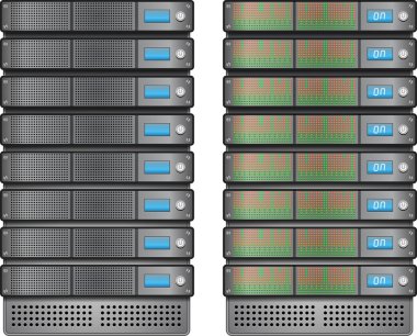 Servers in installed in rack clipart