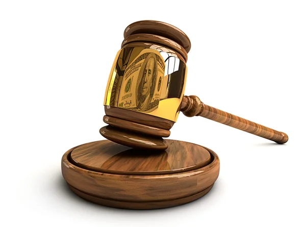Gavel with the reflection of dollar — Stock Photo, Image