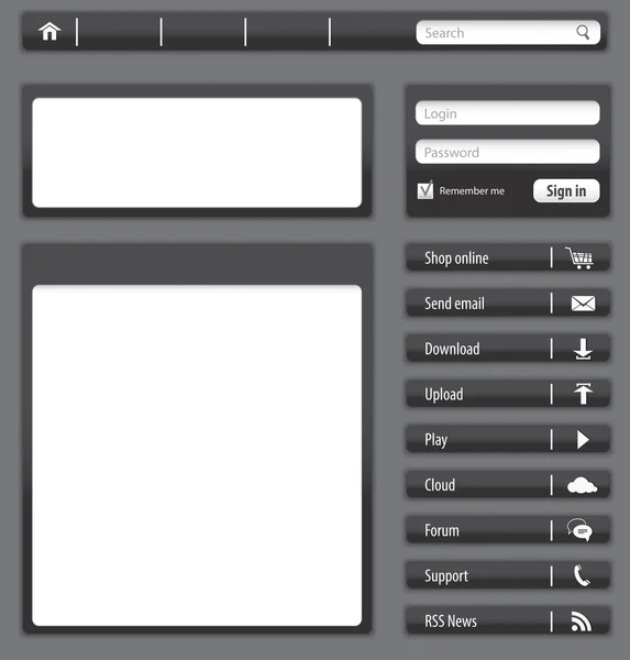 Sito web elementi e moduli grigio scuro — Vettoriale Stock