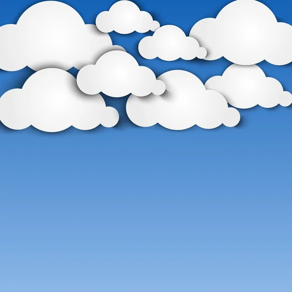蓝色背景上的纸云 — 图库矢量图片