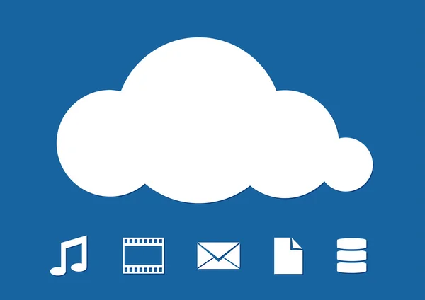 Cloud Computing abstrakte Illustration auf blau — Stockvektor