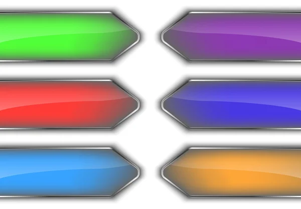 Ensemble de bannières flèches brillantes colorées — Image vectorielle