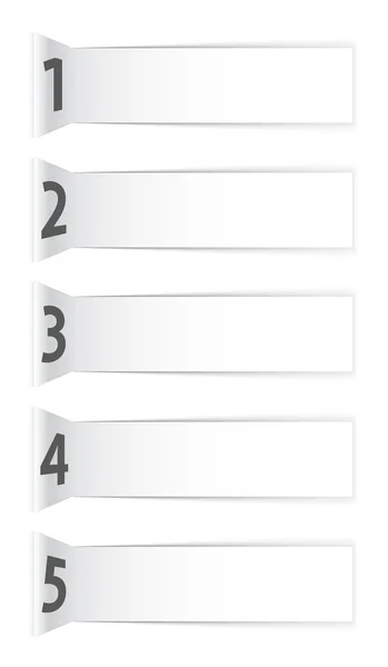 Nummerierte abstrakte weiße Banner mit Schatten — Stockvektor