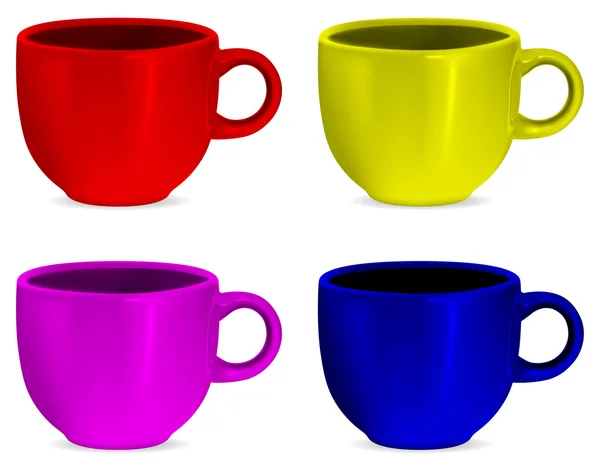 Tasses vierges réalistes colorées — Image vectorielle