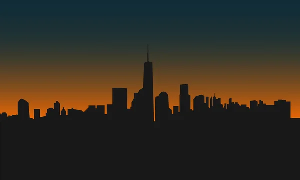 Paisaje urbano moderno al atardecer — Vector de stock