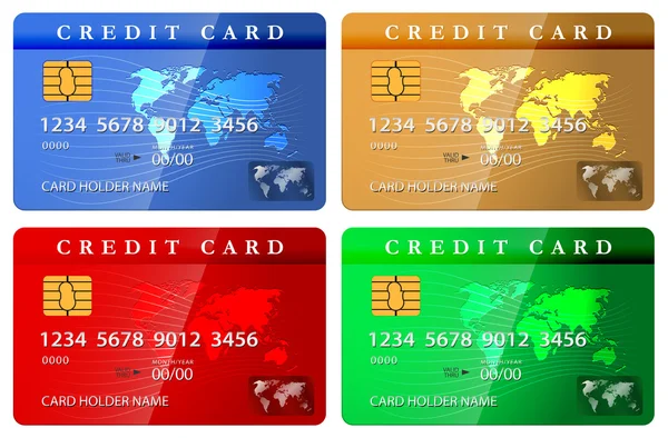 4 renk kredi kartı veya bankamatik kartı tasarım şablonu — Stok Vektör