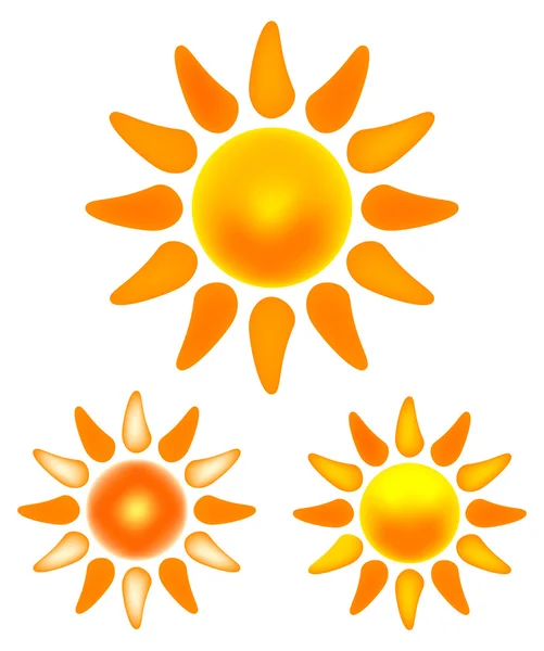 Bonito conjunto de imágenes de sol brillante — Vector de stock