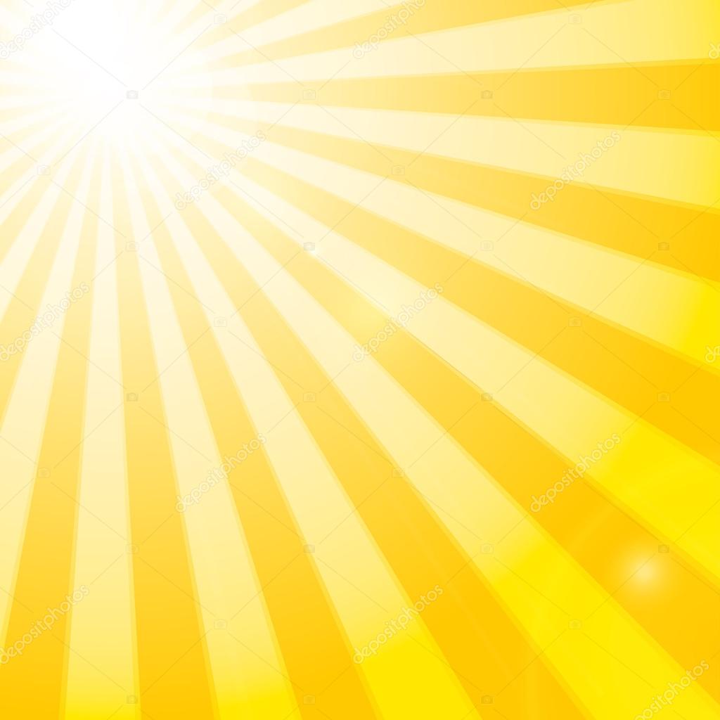 Сияющее Солнце В Облачном Голубом Небе Векторное Изображение.