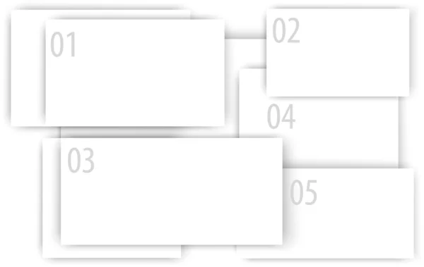 Rectangles blancs numérotés avec ombres — Image vectorielle