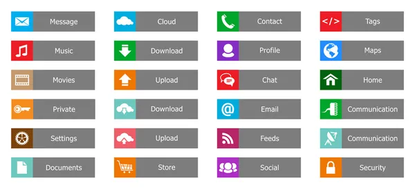 Elementos de diseño web, botones, iconos. Plantillas para sitio web — Archivo Imágenes Vectoriales