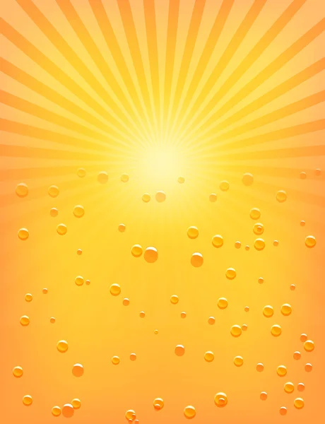 Sole modello Sunburst con gocce d'acqua — Vettoriale Stock