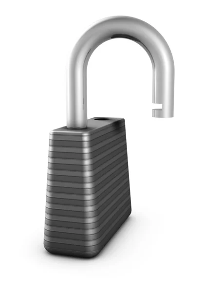 Gray open lock isolated on white background — Stock Photo, Image