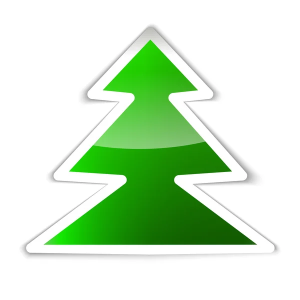 Green Glossy Christmas tree isolated on white background — Stock Vector