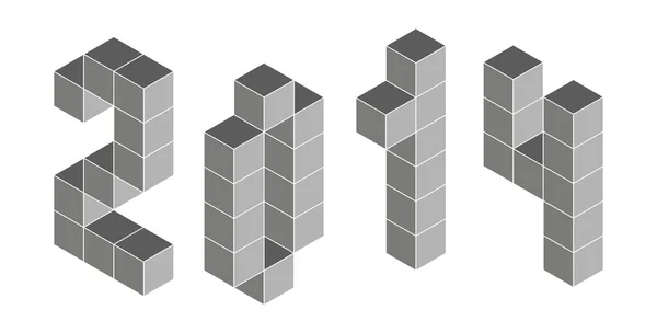 2014 číslic od izometrické kostky. pseudo tří-dimenzionální — Stockový vektor