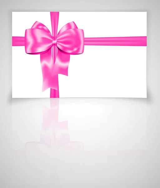 Geschenkkarte mit rosa Schleife — Stockvektor
