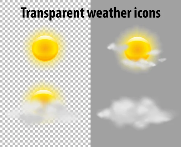 Прозрачные иконки погоды — стоковый вектор