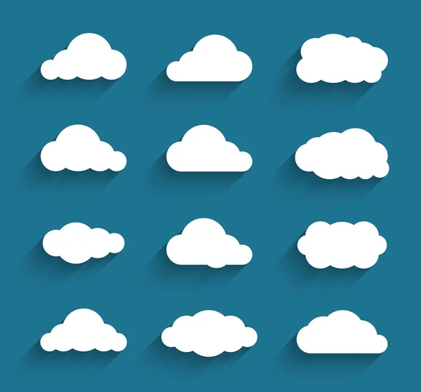 Flat design cloudscapes collection. Flat shadows — Stock Vector