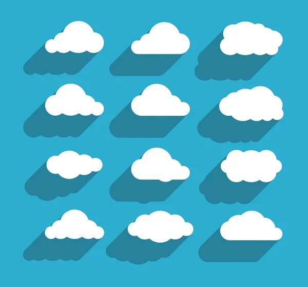 Coleção de paisagens nubladas de design plano. Sombras planas — Vetor de Stock