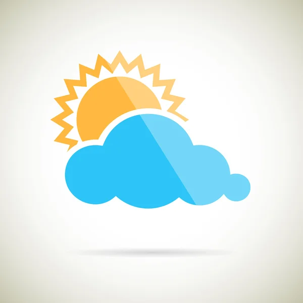 Simbolo Sole e nube Design piatto — Vettoriale Stock