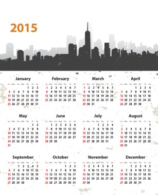 2015 year stylish calendar on cityscape grunge background clipart