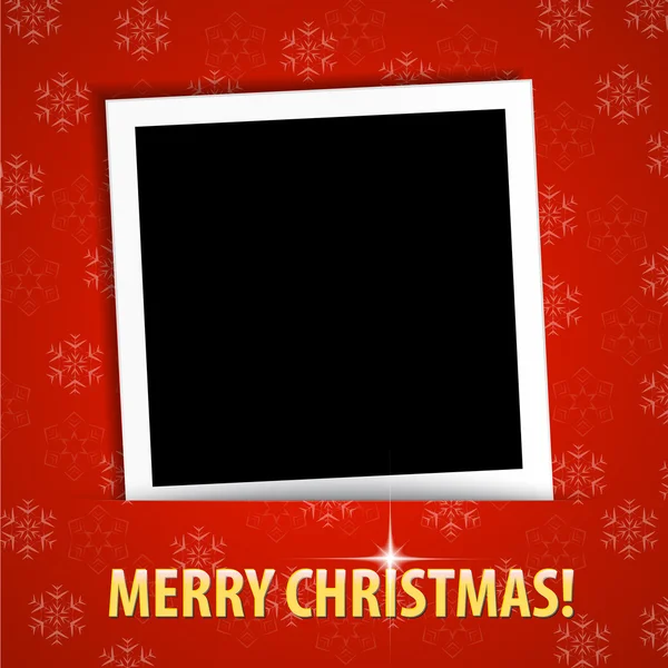 Frohe Weihnachten Grußkarte mit leerem Fotorahmen — Stockvektor