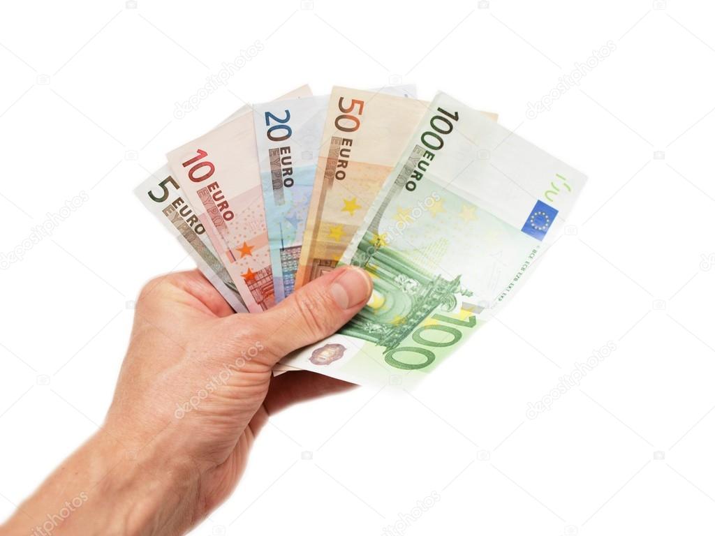 Person holding Euro bank notes