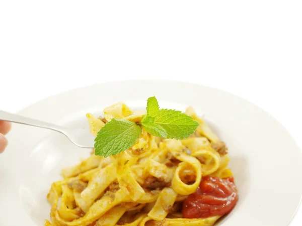 Pasta with meat sauce — Stock Photo, Image