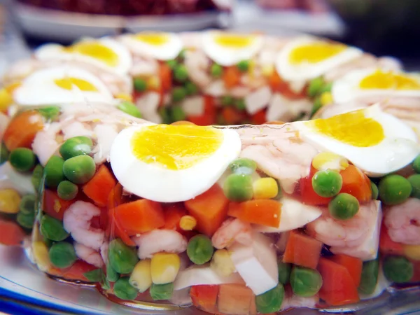 Aspic with eggs and shrimps — Stock Photo, Image
