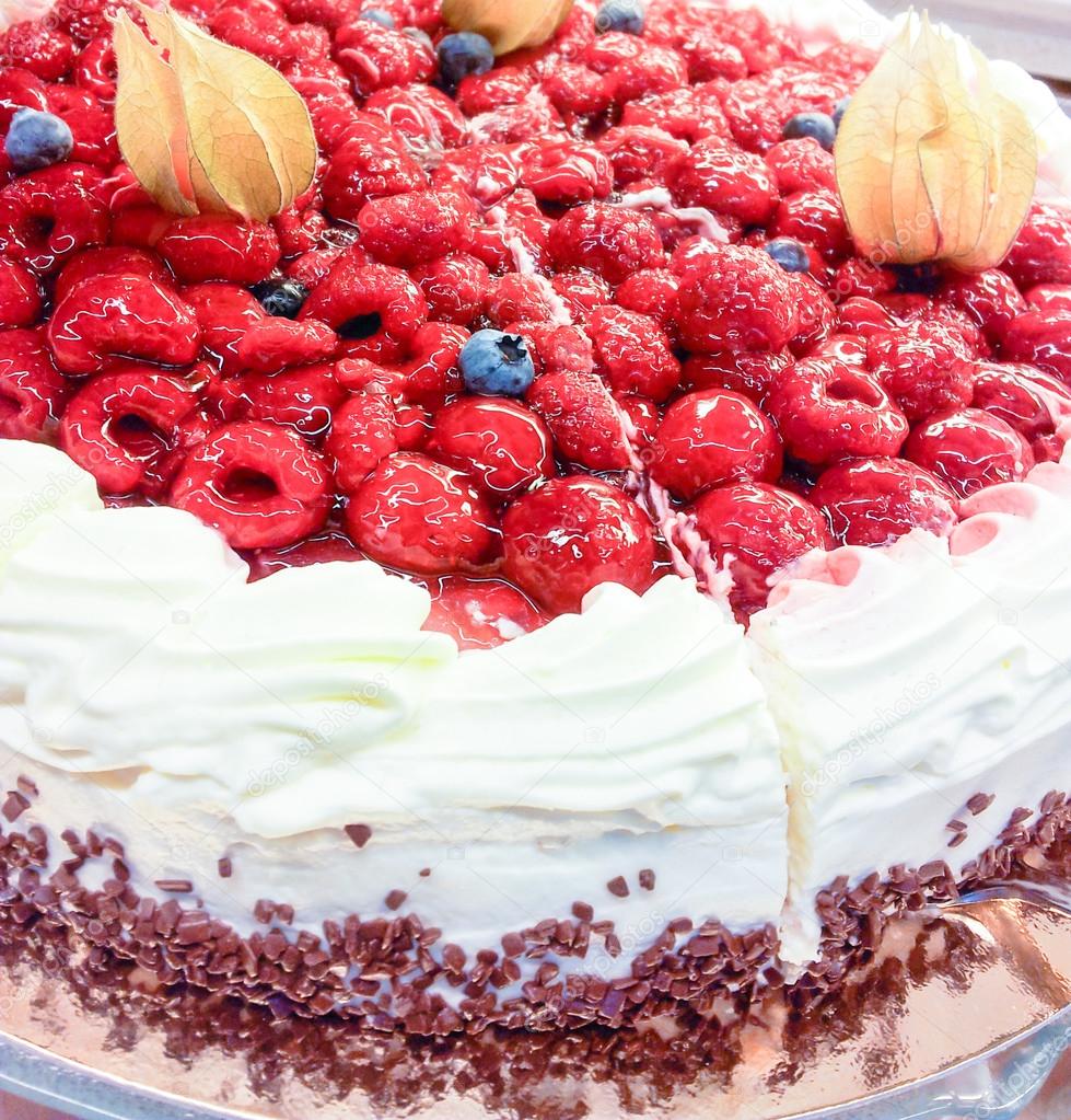 Raspberry cream cake