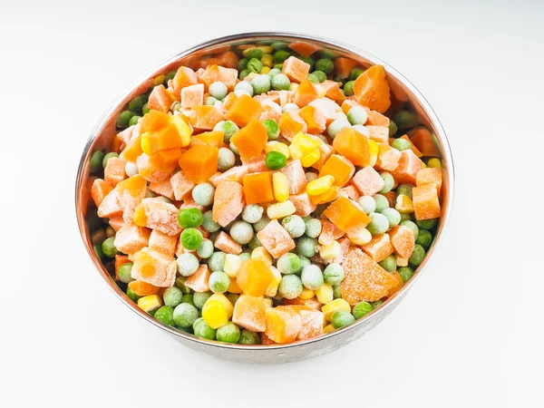 Frozen vegetables in steel bowl — Stock Photo, Image