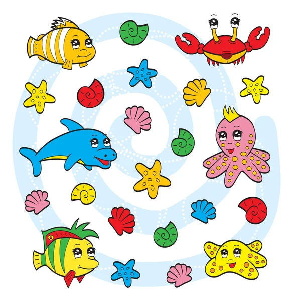 Cute sea animals — Stock Vector