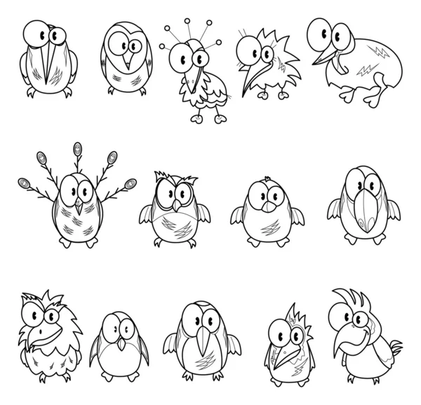 Collection of cartoon birds — Stock Vector