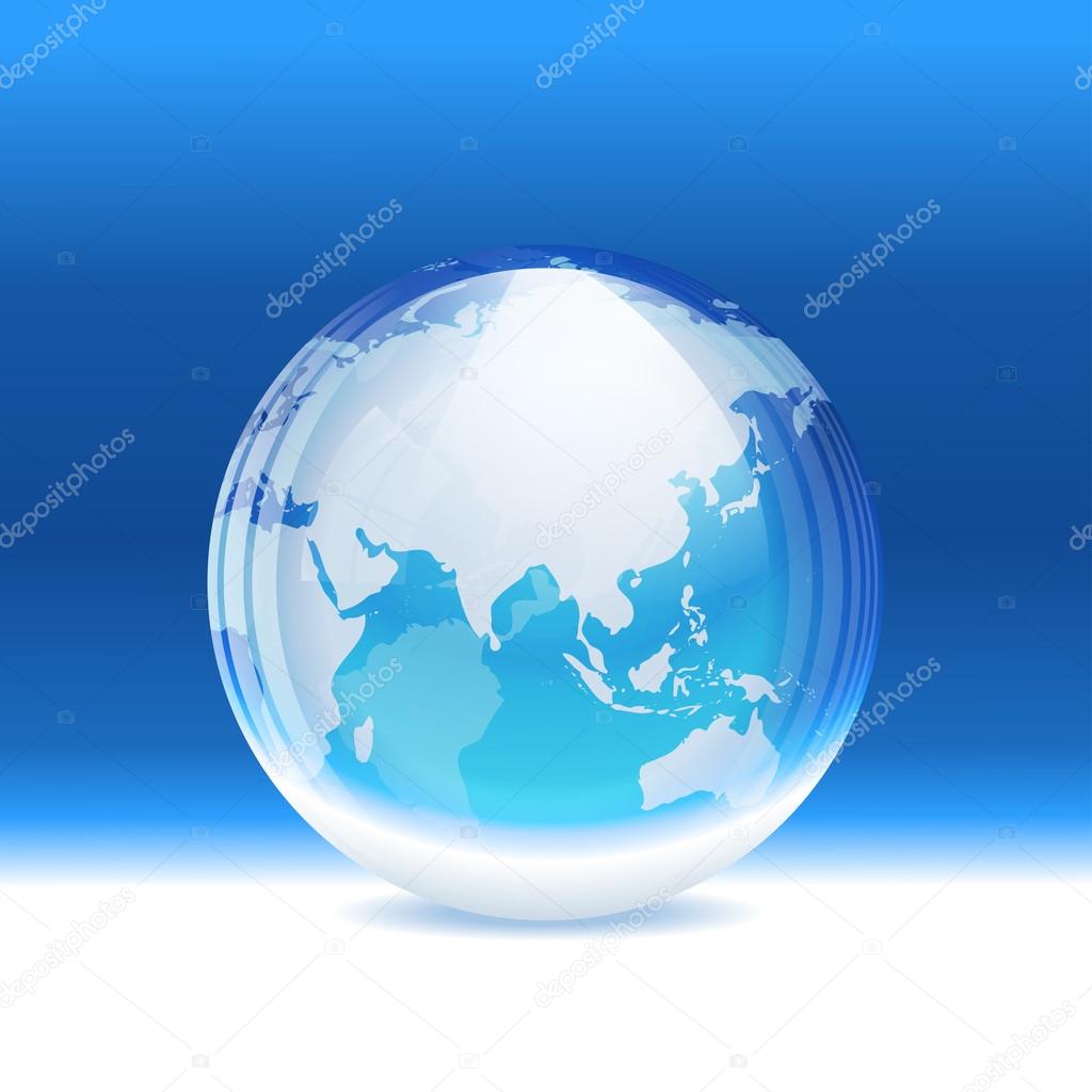Vector transparent snow globe with map
